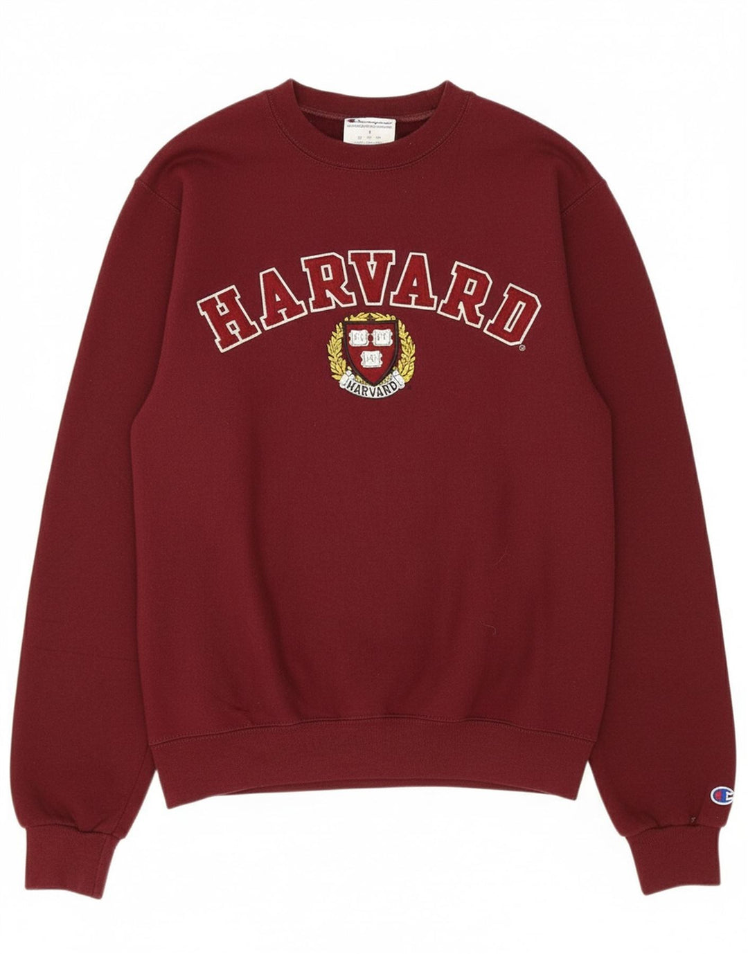 CHAMPION Mens Harvard Graphic Sweatshirt Jumper Small Burgundy Cotton