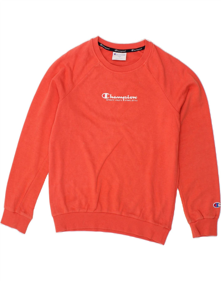 CHAMPION Boys Graphic Sweatshirt Jumper 15-16 Years Orange Cotton Vintage Champion and Second-Hand Champion from Messina Hembry 
