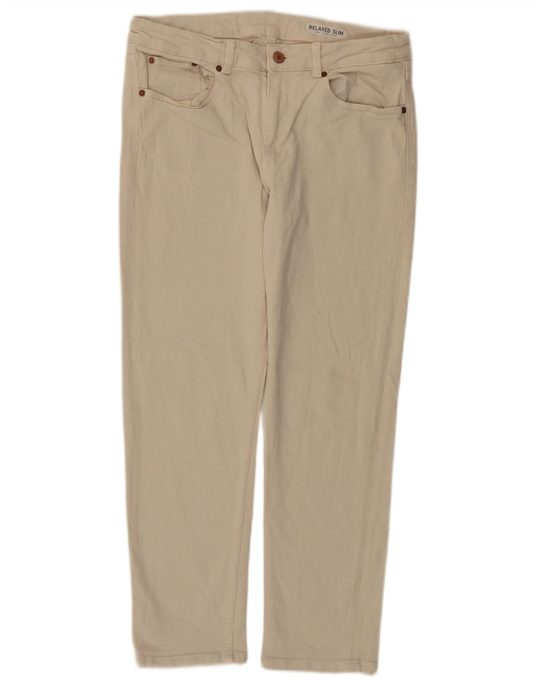 Jeans slim fit rilassati da donna Marks & Spencer UK 12 medio W30 L26 Beige