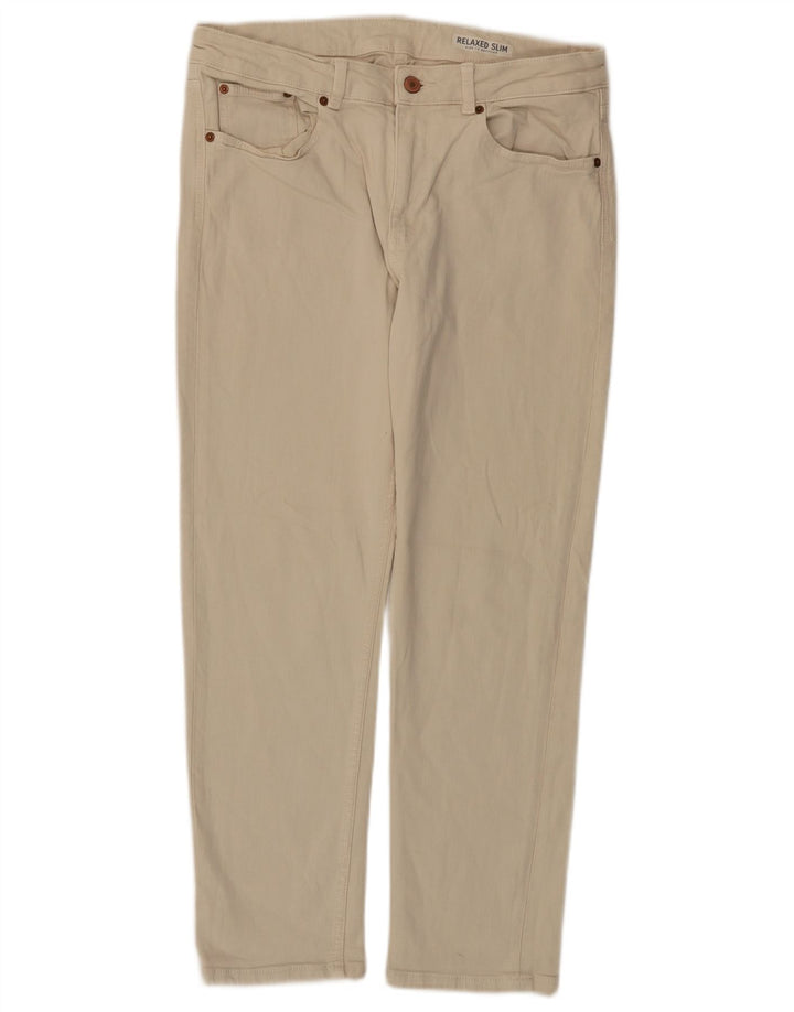 Jeans slim fit rilassati da donna Marks & Spencer UK 12 medio W30 L26 Beige