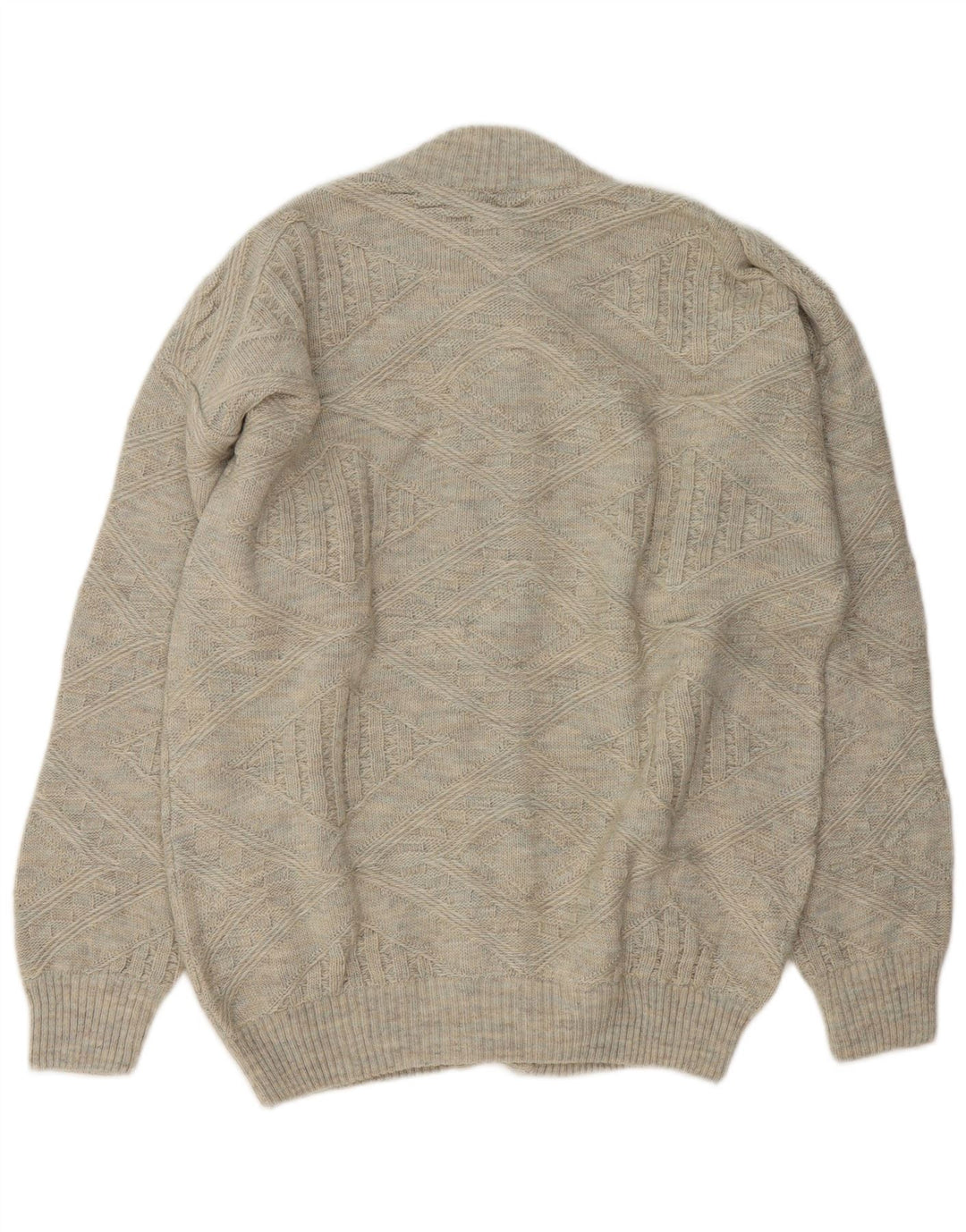 Maglione cardigan da uomo vintage IT 52 grande lana grigia