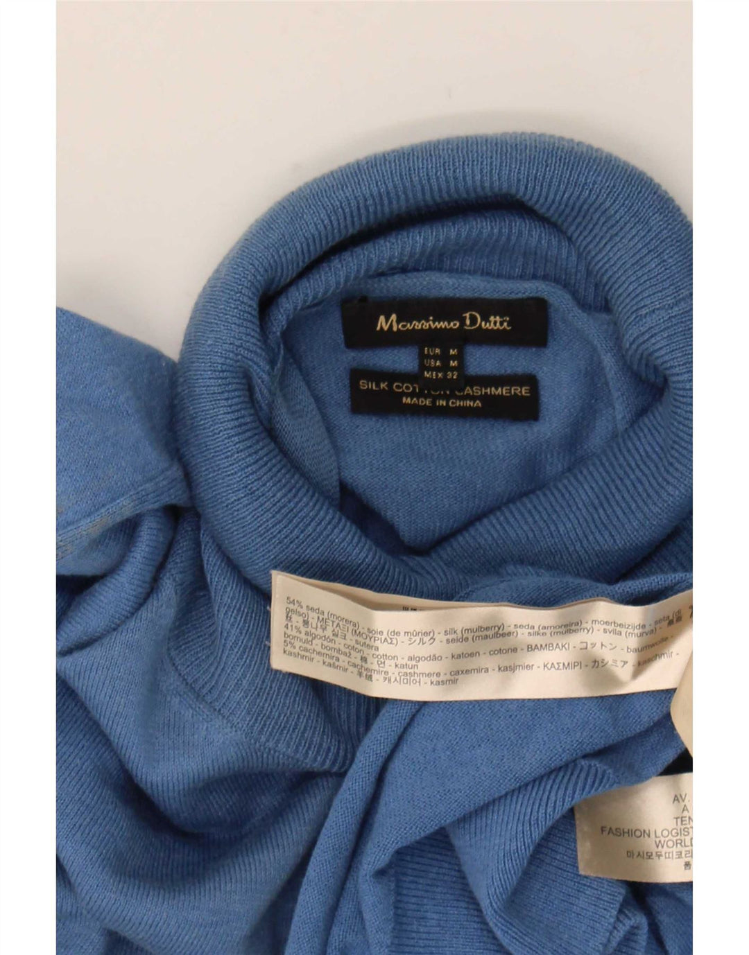 Maglione maglione a collo alto da donna Massimo Dutti UK 14 Seta blu medio