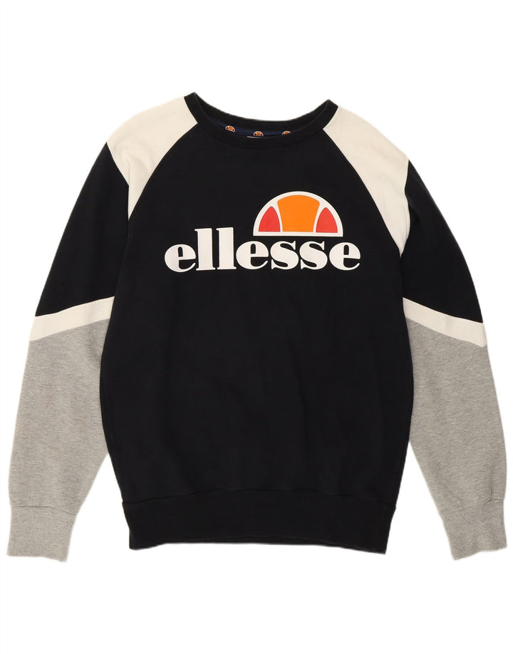 Felpa grafica da donna Ellesse Maglione UK 10 Small Black Colourblock