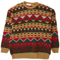 Maglione maglione girocollo da uomo Bluster IT 52 Large lana geometrica marrone