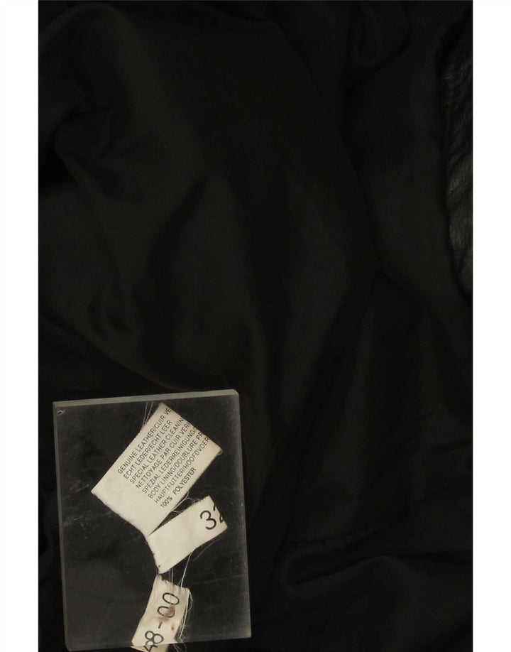 Cappotto in pelle vintage da donna UK 20 2XL Pelle nera