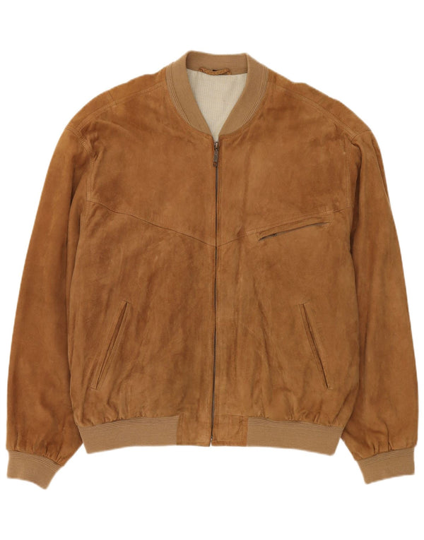 Giubbotto bomber in pelle scamosciata da uomo McNeal UK 44 2XL Pelle beige
