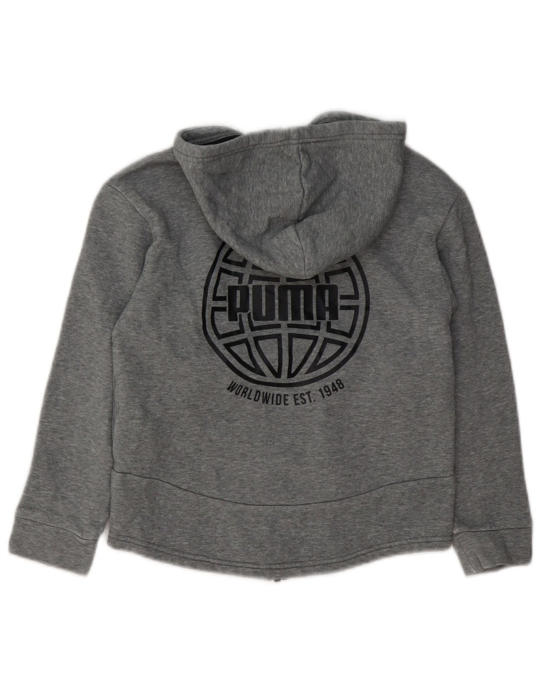 Felpa con cappuccio e zip grafica PUMA da bambino 9-10 anni in cotone grigio