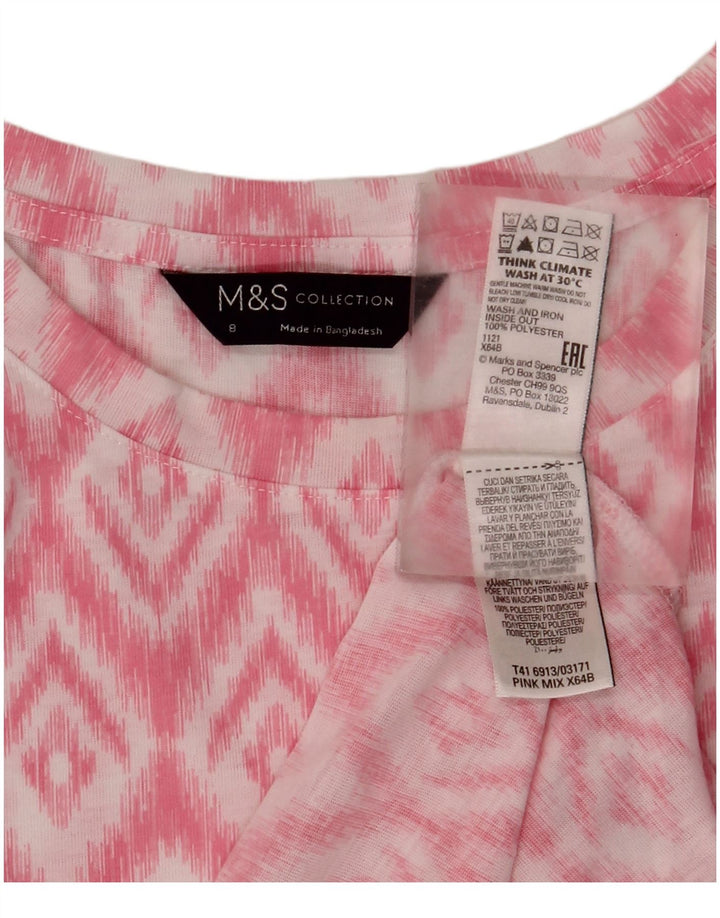 Camicetta senza maniche da donna Marks & Spencer UK 8 Small Poliestere Ikat rosa