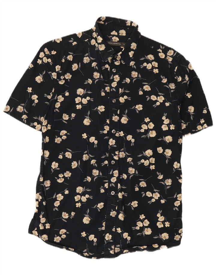 Camicia a maniche corte da uomo French Connection piccola hawaiana floreale nera