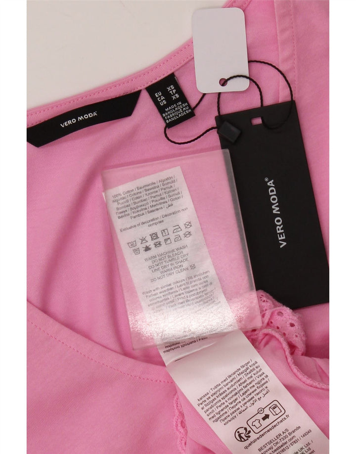 T-shirt da donna con motivo astratto Vero Moda Top UK 6 XS cotone rosa