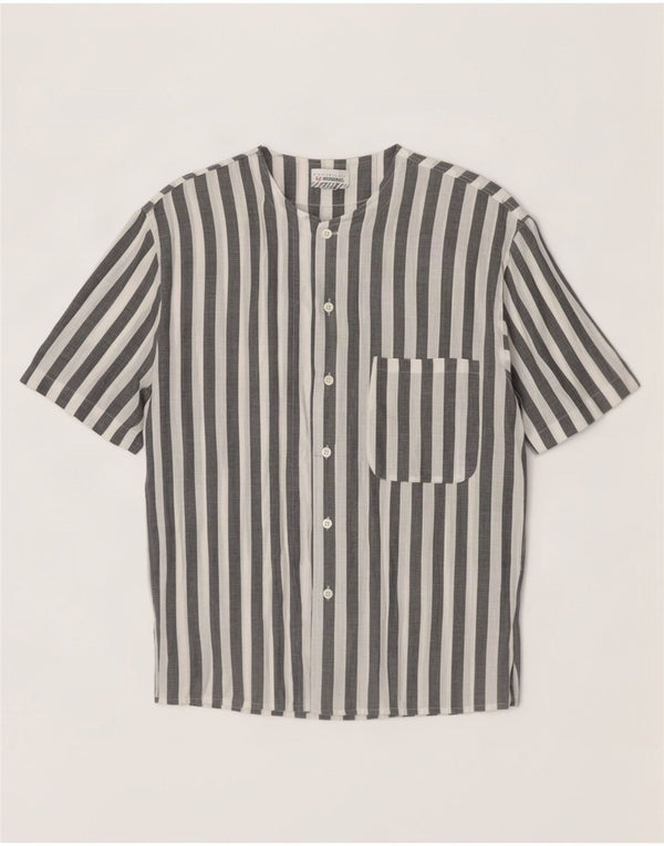 Camicia da uomo a maniche corte Stefanel in cotone a righe bianche medie