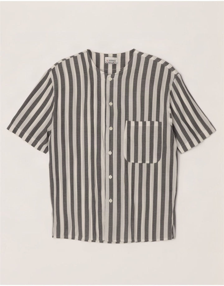 Camicia da uomo a maniche corte Stefanel in cotone a righe bianche medie