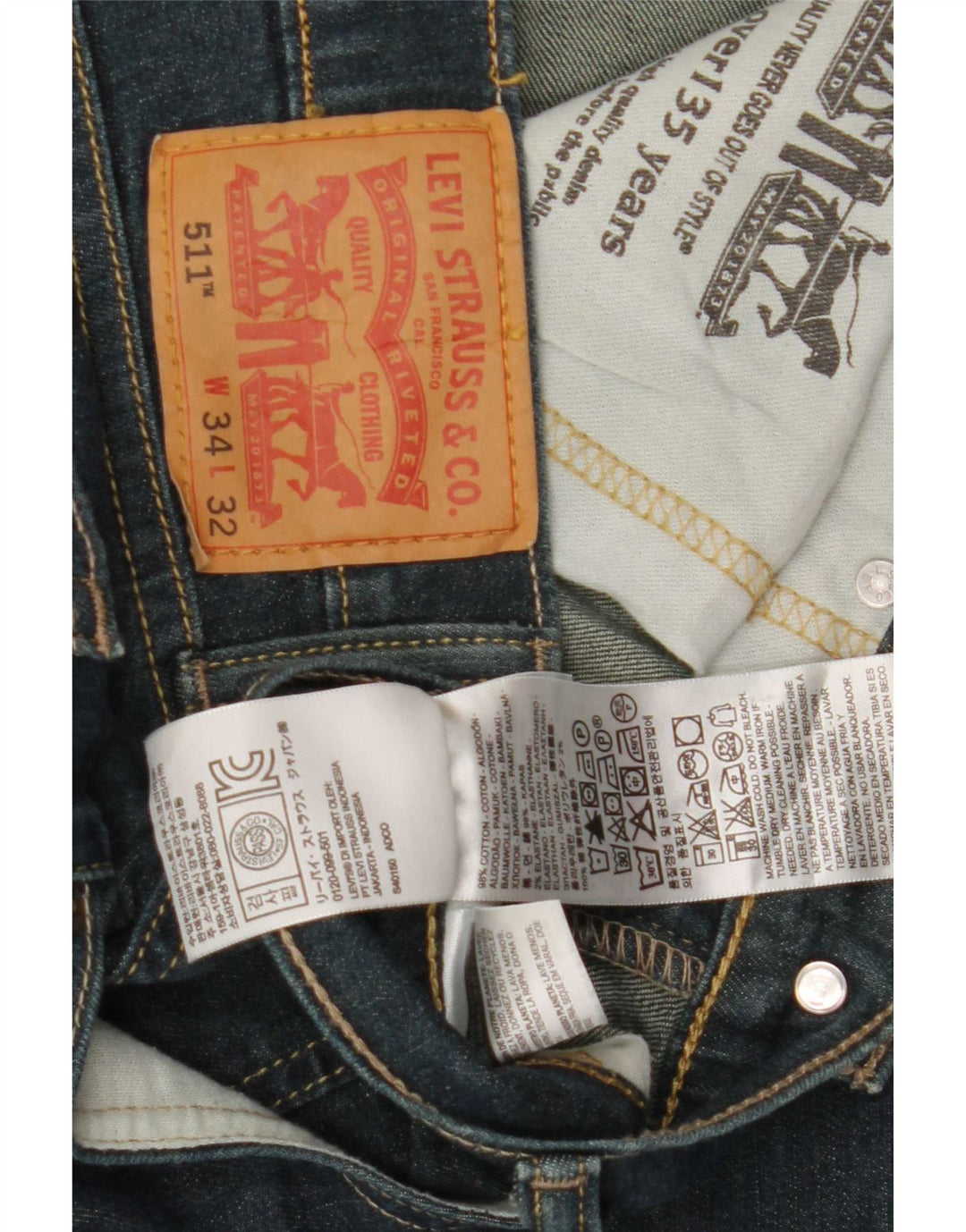 Jeans Levi's Uomo 511 Slim W34 L32 Cotone Blu