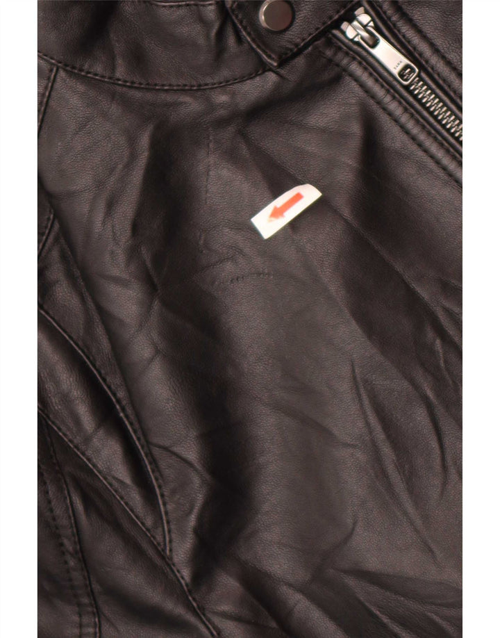 Giubbotto bomber da uomo in ecopelle Zara UK 40 grande poliestere nero
