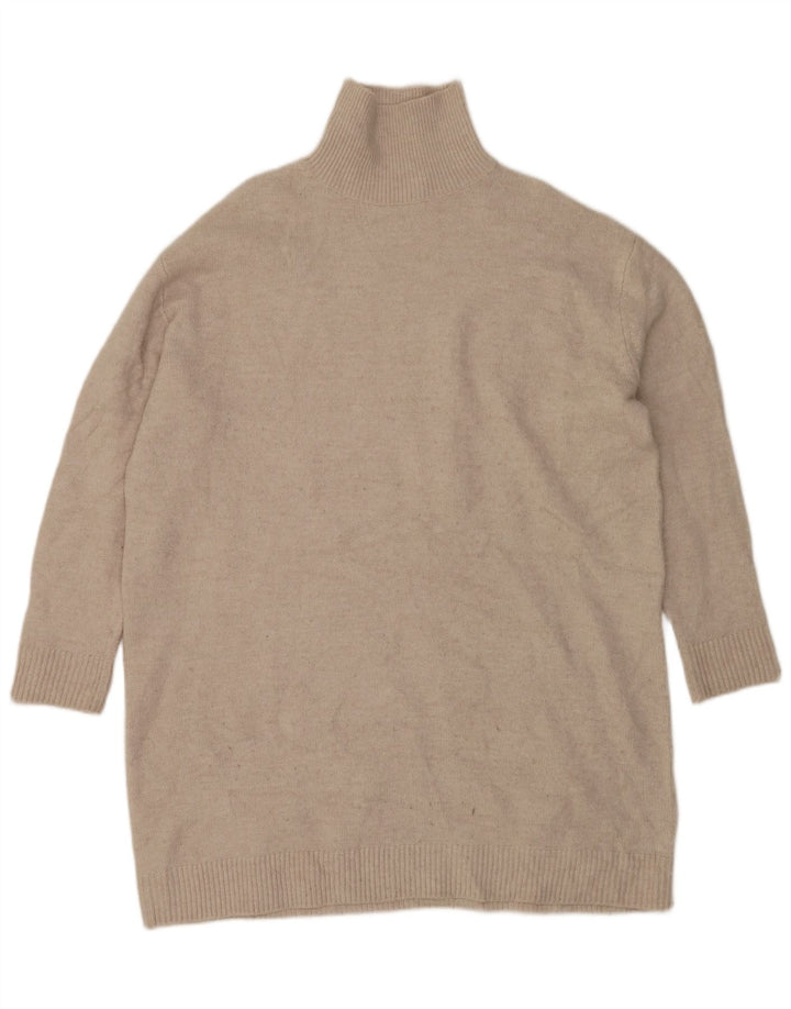 Abito maglione oversize a maniche lunghe da donna Zara UK 10 piccolo poliestere beige