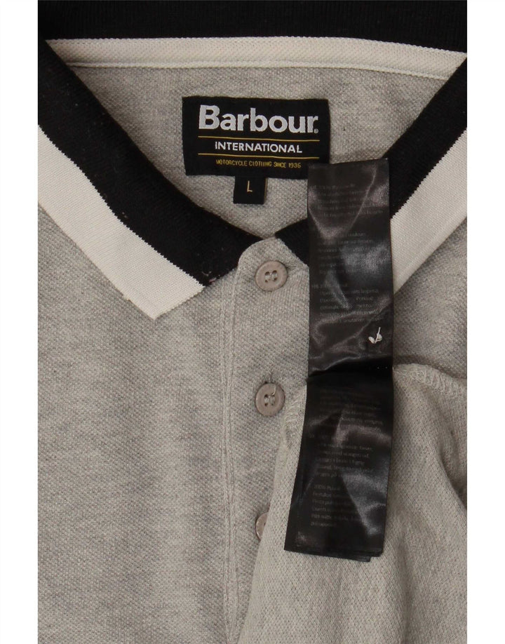 Polo da uomo Barbour grande in cotone color block grigio