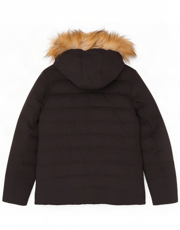 Fat Face Giacca imbottita con cappuccio da donna UK 14 Large Nero Poliestere