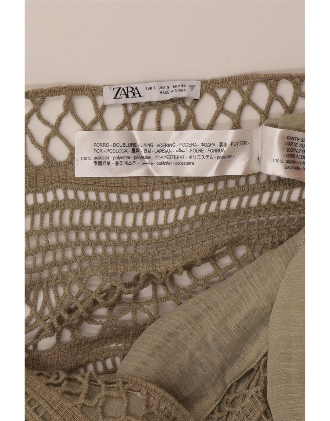 Maxi prendisole Zara da donna UK 8 piccolo poliestere kaki