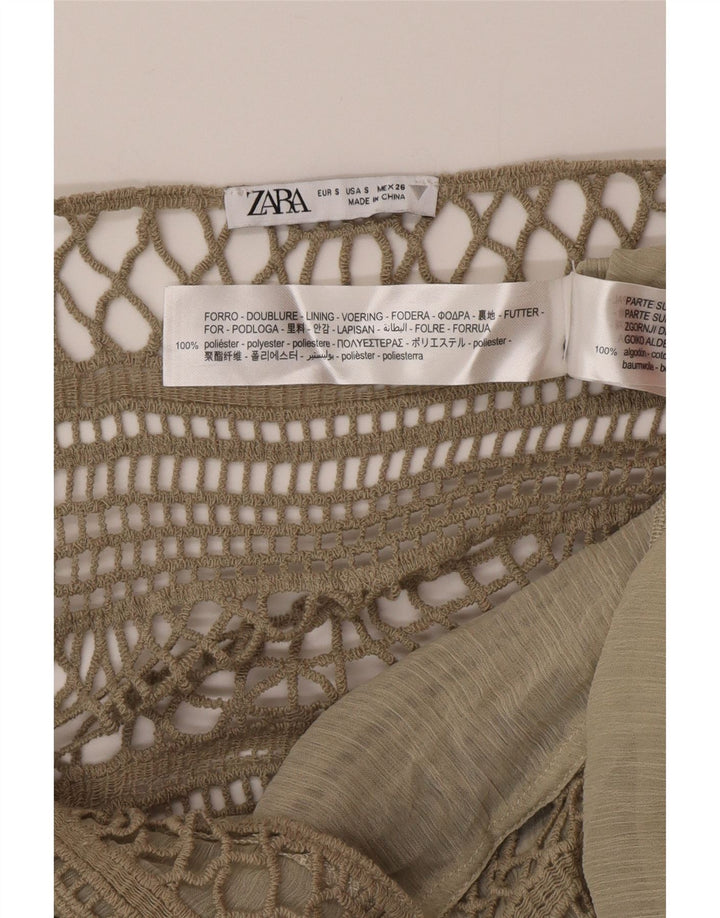 Maxi prendisole Zara da donna UK 8 piccolo poliestere kaki