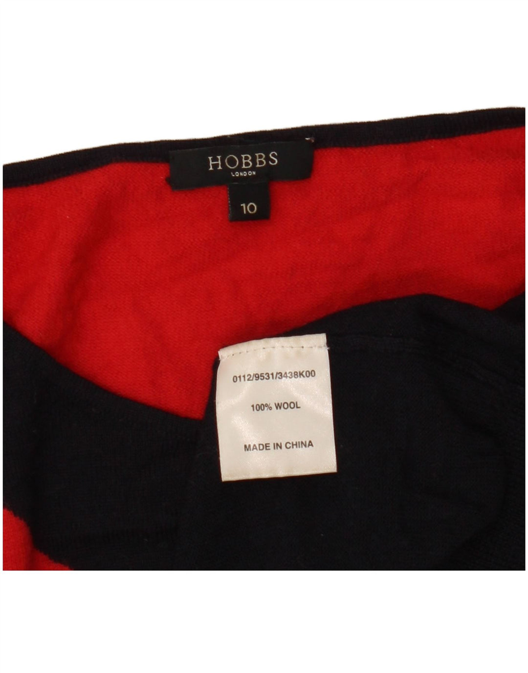 HOBBS Maglione da donna con scollo a barca maglione UK 10 piccolo blu navy color block