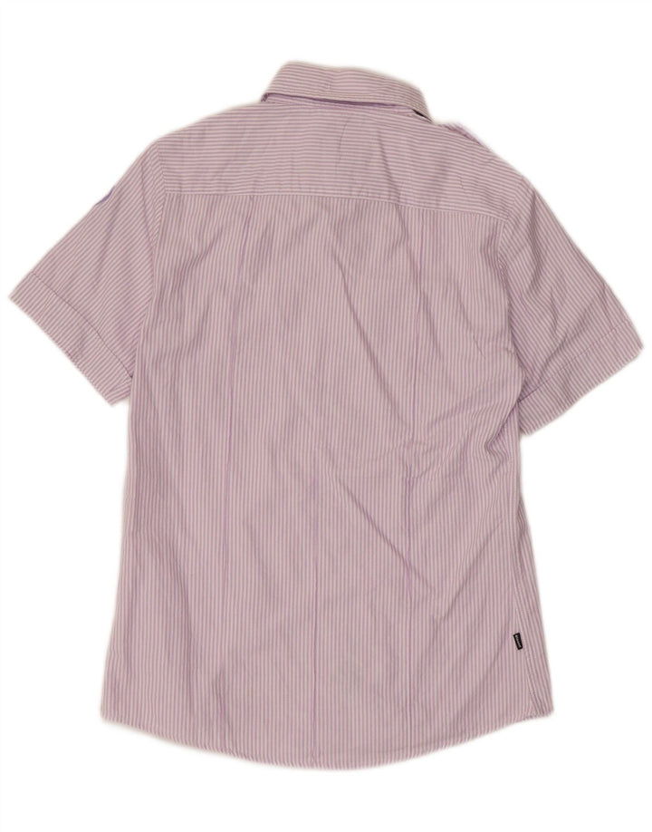 Camicia Blauer Uomo Manica Corta Piccola Viola Gessata in Cotone