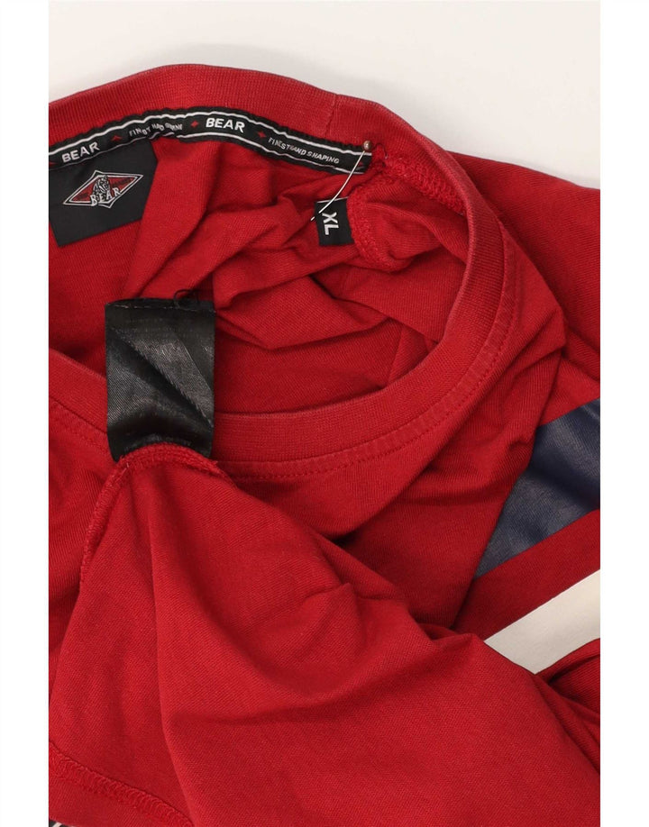 T-shirt grafica da uomo Bear Top XL in cotone rosso