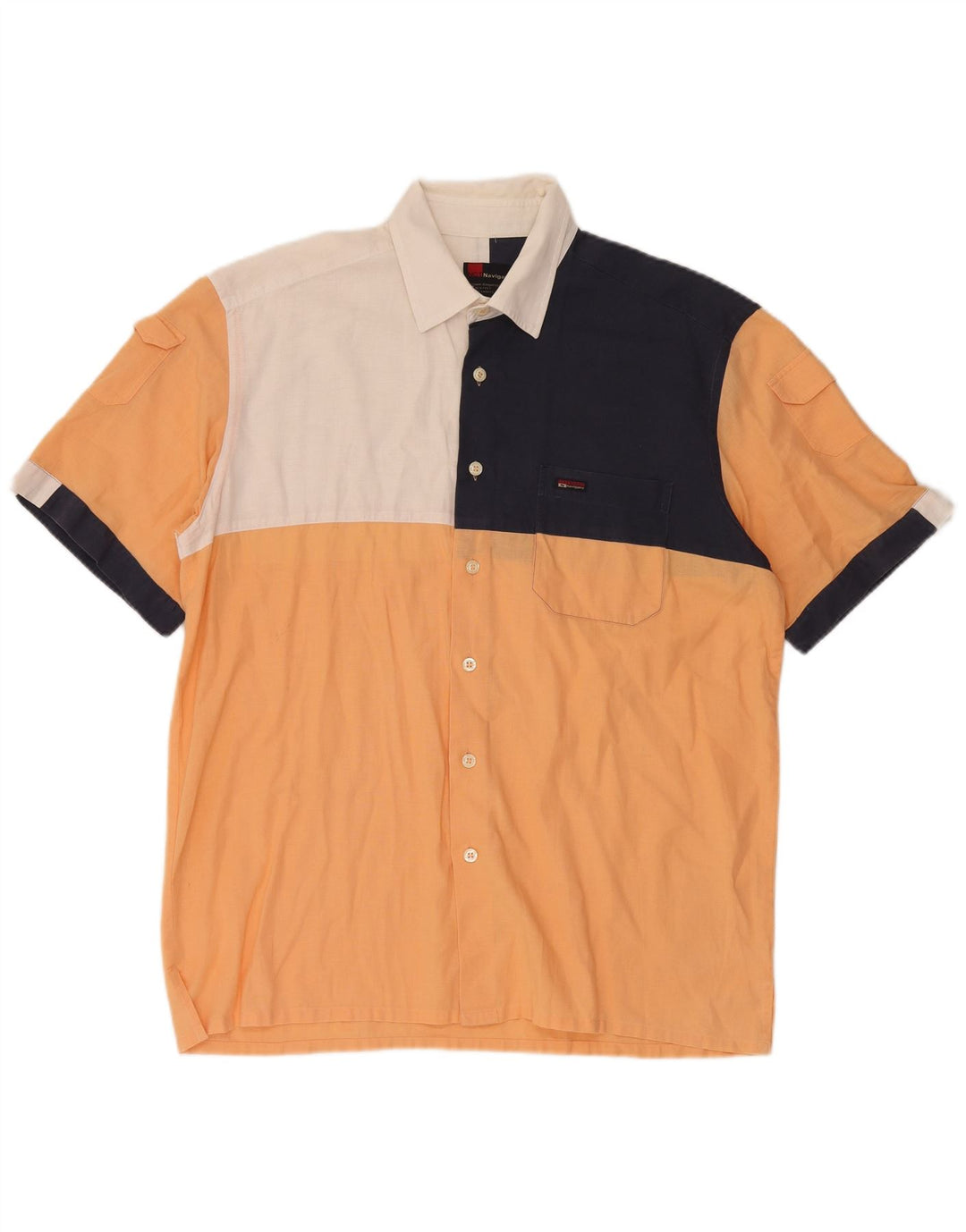 Camicia a maniche corte da uomo Navigare Large Orange Colourblock