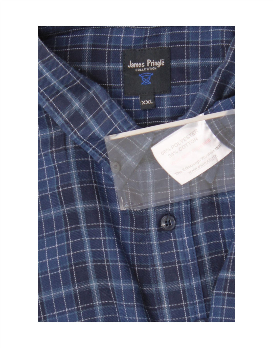 Camicia da uomo James Pringle 2XL Poliestere a quadri blu navy