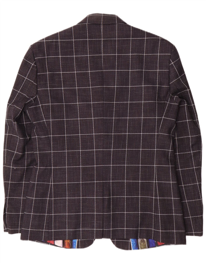 Cavani Giacca blazer da uomo a 2 bottoni UK 42 XL Poliestere a quadri blu navy