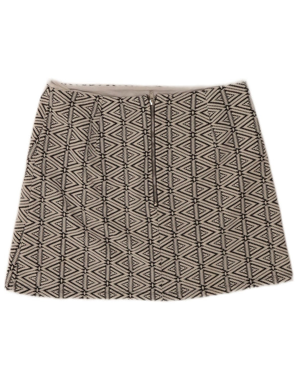 Topshop Womens Mini Skirt UK 14 Large W34 White Geometric Cotton