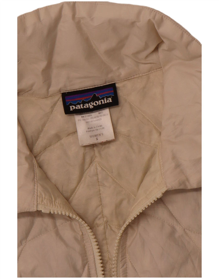 PATAGONIA Giacca imbottita trapuntata da donna UK 10 Small Poliestere bianco sporco