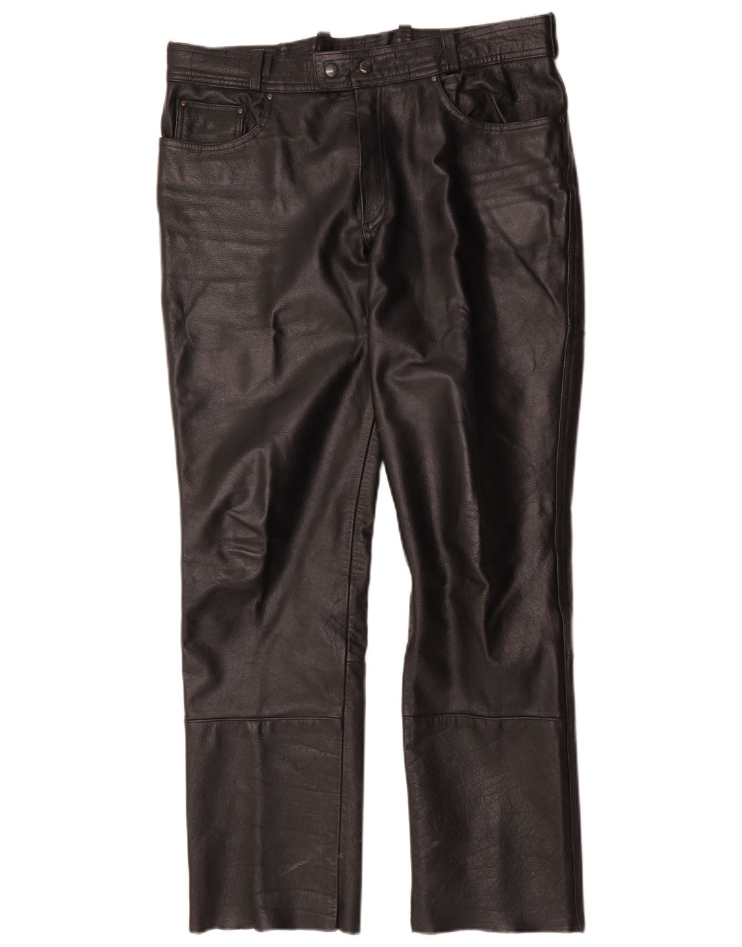Pantaloni dritti in pelle da uomo Louis W34 L30 neri