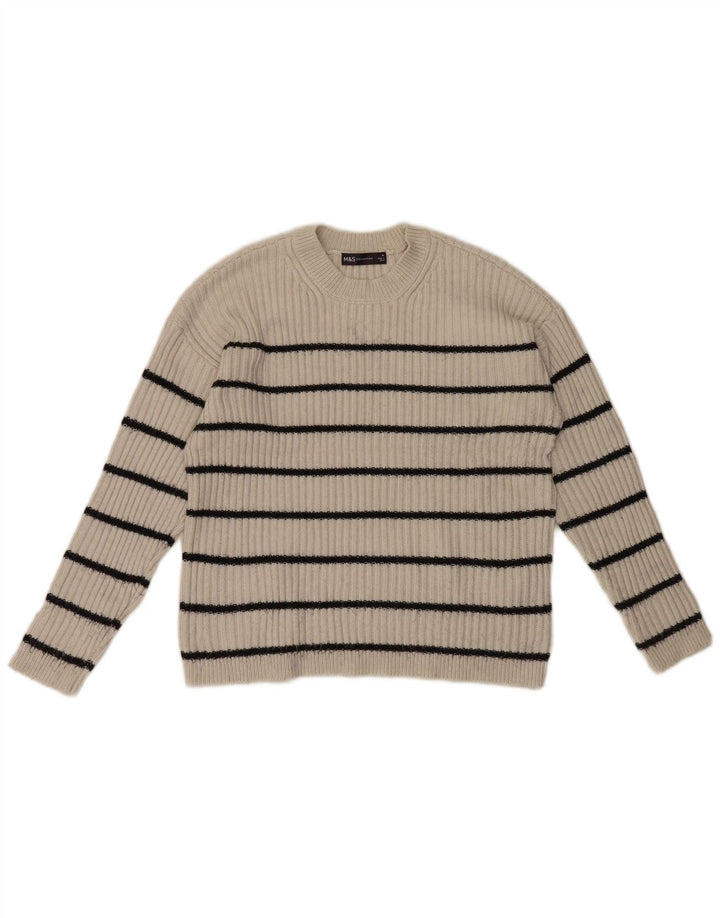 Maglione maglione girocollo da donna Marks & Spencer UK 12 medio bianco sporco