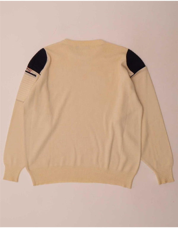 Maglione da uomo girocollo Il Granchio XL in lana color block beige