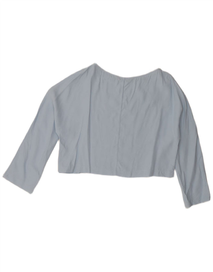 Top corto da donna Zara in camicetta UK 14 grande in viscosa blu