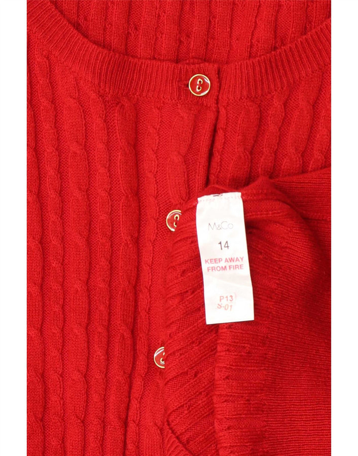 Maglione cardigan da donna M&Co UK 14 Acrilico rosso medio