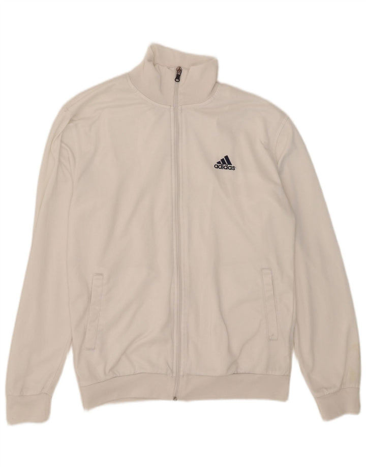 Giacca da ginnastica da uomo Adidas Large bianca in poliestere