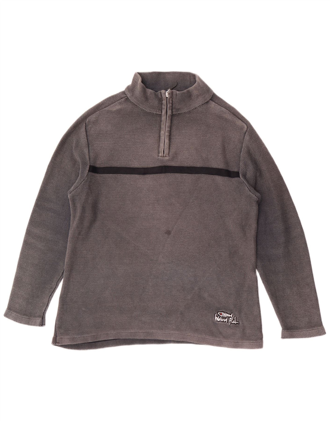 WEIRD FISH Felpa da uomo con collo con zip, maglione piccolo in cotone color block grigio