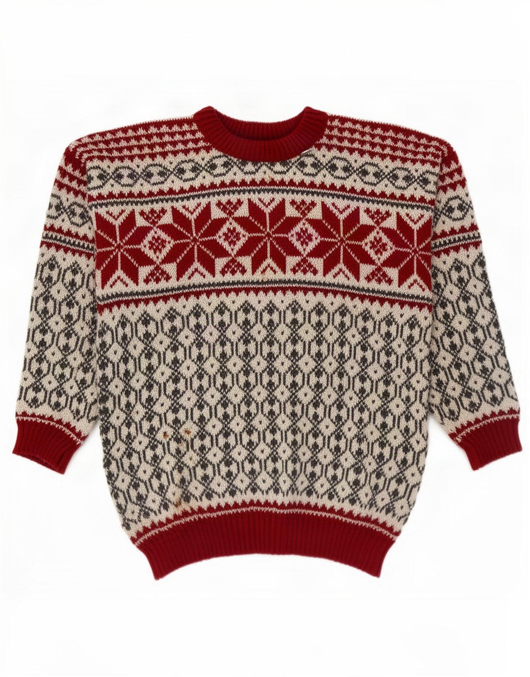 Voss Maglione girocollo unisex da uomo, medio, bianco sporco, Fair Isle