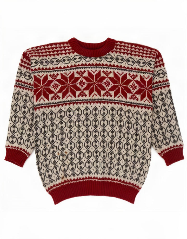 Voss Maglione girocollo unisex da uomo, medio, bianco sporco, Fair Isle