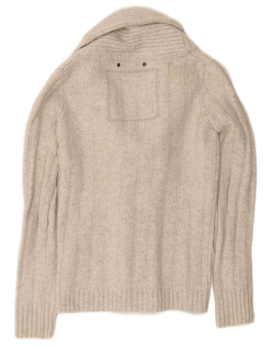 Maglione cardigan da donna SUPERDRY UK 10 piccolo lana bianco sporco