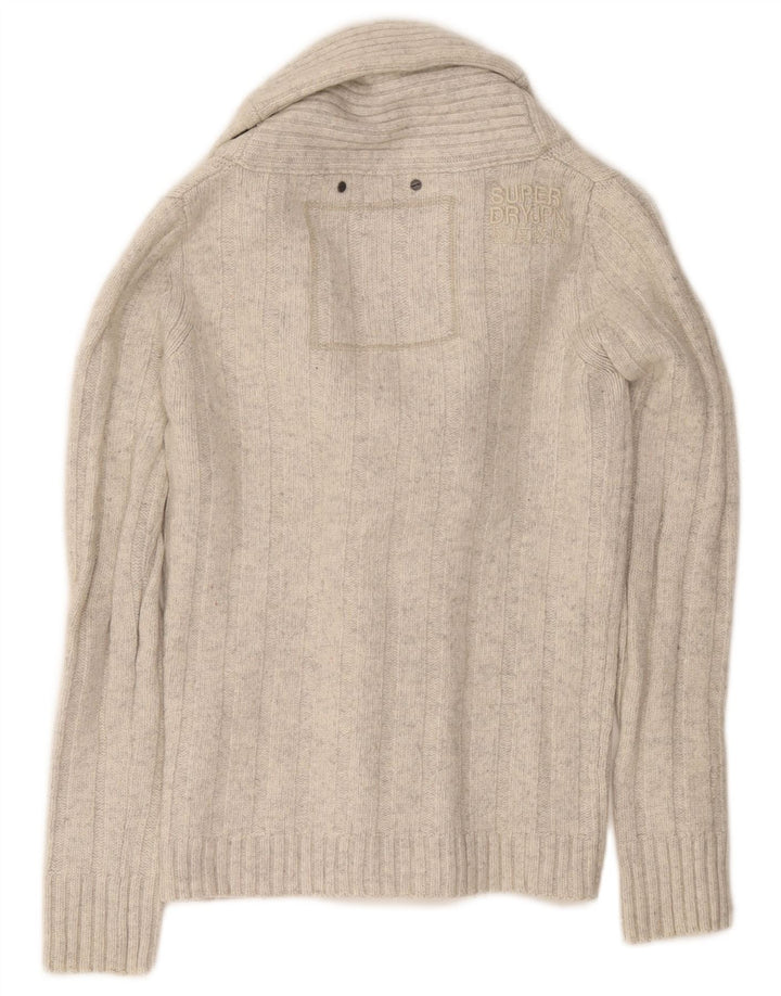 Maglione cardigan da donna SUPERDRY UK 10 piccolo lana bianco sporco