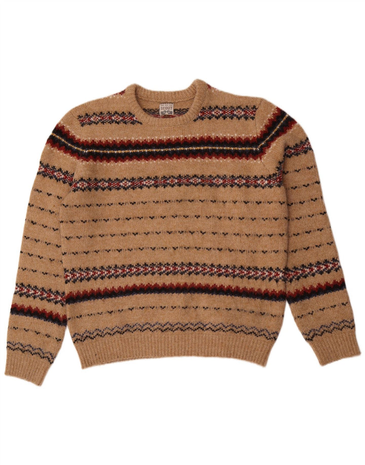 Maglione girocollo da uomo Scout, maglione grande, nylon Fair Isle beige