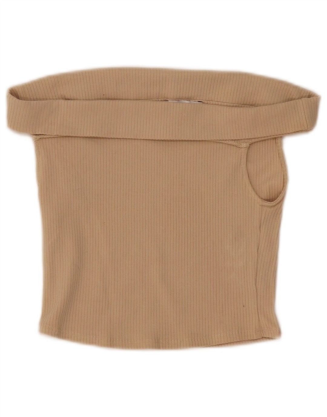 Top corto da donna con spalle scoperte Zara UK 8 piccolo cotone beige