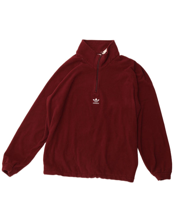 Maglione in pile ADIDAS da uomo con zip grafica e collo XL in poliestere bordeaux