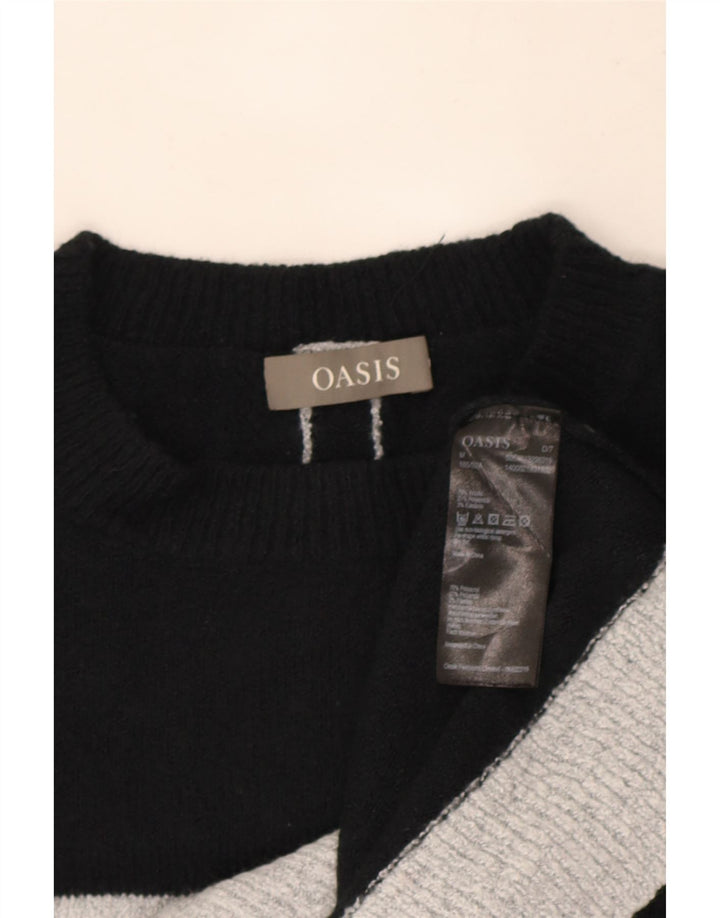 Maglione maglione girocollo da donna Oasis UK 14 Acrilico a righe nere medie