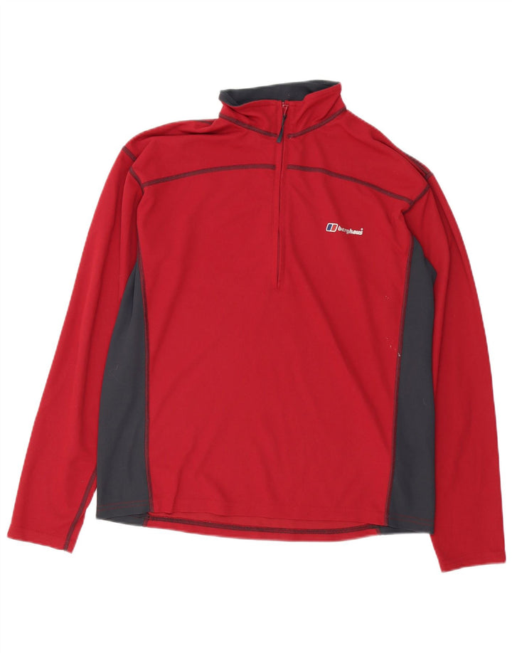 Berghaus Maglia da uomo con zip e collo in pullover, colore rosso medio