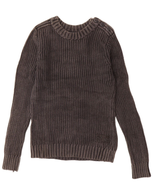 Maglione da uomo con scollo a barca G-Star in cotone grigio medio