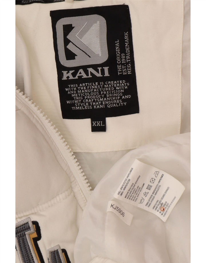 KARL KANI Giacca imbottita con cappuccio con grafica da uomo UK 44 2XL Poliestere bianco