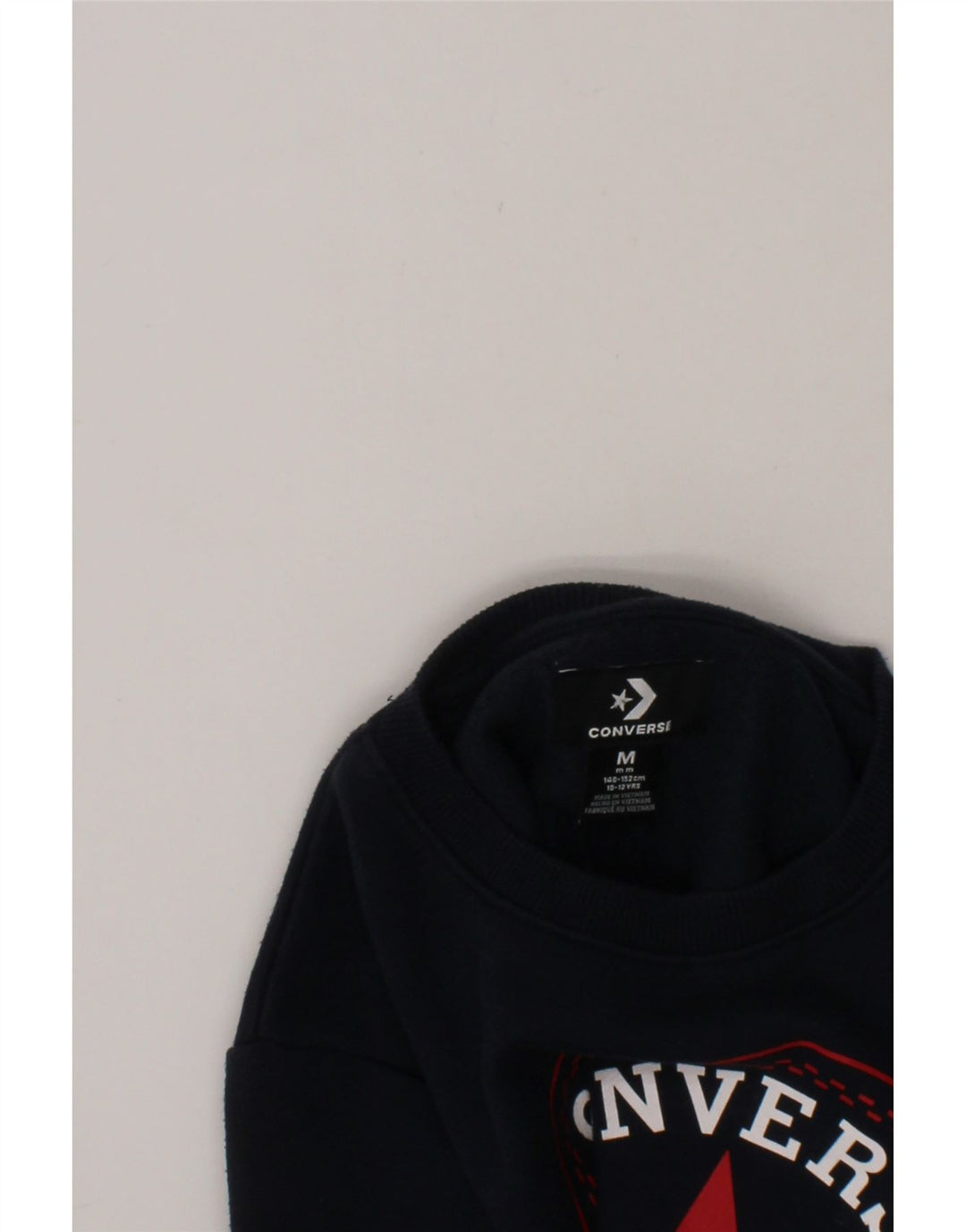 CONVERSE Boys Graphic Sweatshirt Jumper 10-11 Years Medium Navy Blue Vintage Converse and Second-Hand Converse from Messina Hembry 